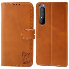 OEM - Sony Xperia 1 IV Plånboksfodral Happy Cat - Gul
