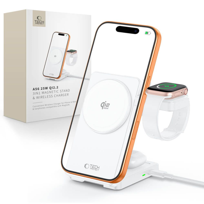 Tech-Protect - Tech-Protect Qi2.2 MagSafe Trådlös Laddare För iPhone/Apple Watch/AirPods