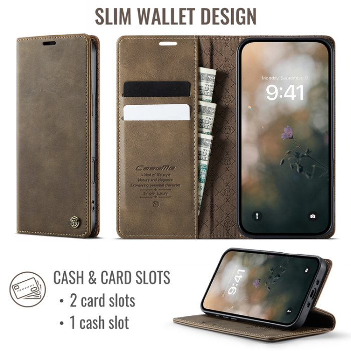 Caseme - Caseme iPhone Air Plånboksfodral RFID Blocking 033 - Kaffe