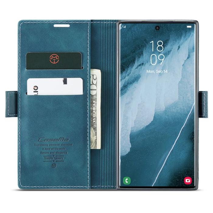 Caseme - CASEME 013 Samsung Galaxy S24 Ultra Plånboksfodral Konstläder Blå