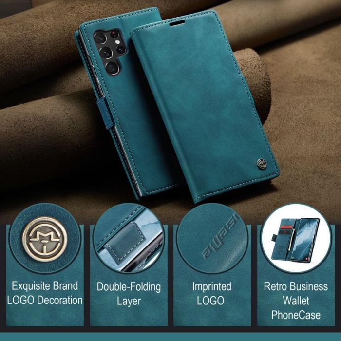 Caseme - CASEME 013 Samsung Galaxy S24 Ultra Plånboksfodral Konstläder Blå