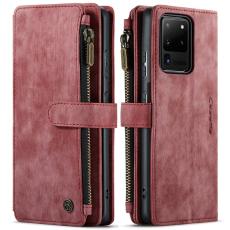 Caseme - CASEME Konstl&auml;der Pl&aring;nboksfodral f&ouml;r Samsung Galaxy S20/S21 Ultra - R&ouml;d