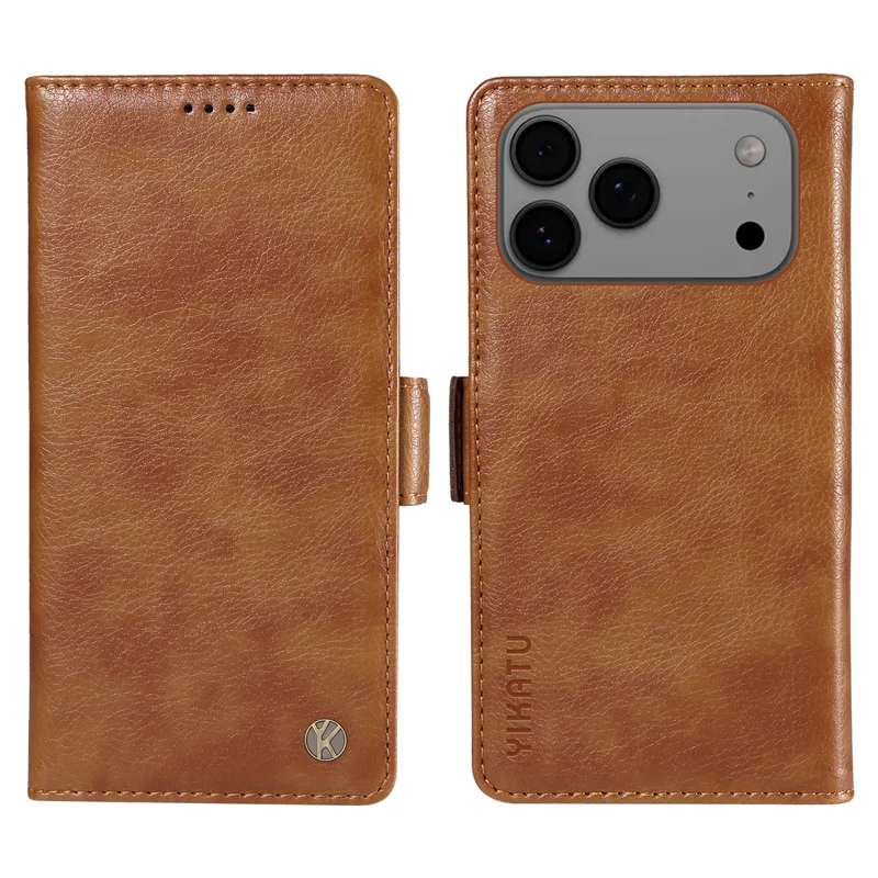 YIKATU iPhone 17 Pro Max Plånboksfodral Litchi Texture - Brun | 2353 | AlltMobil