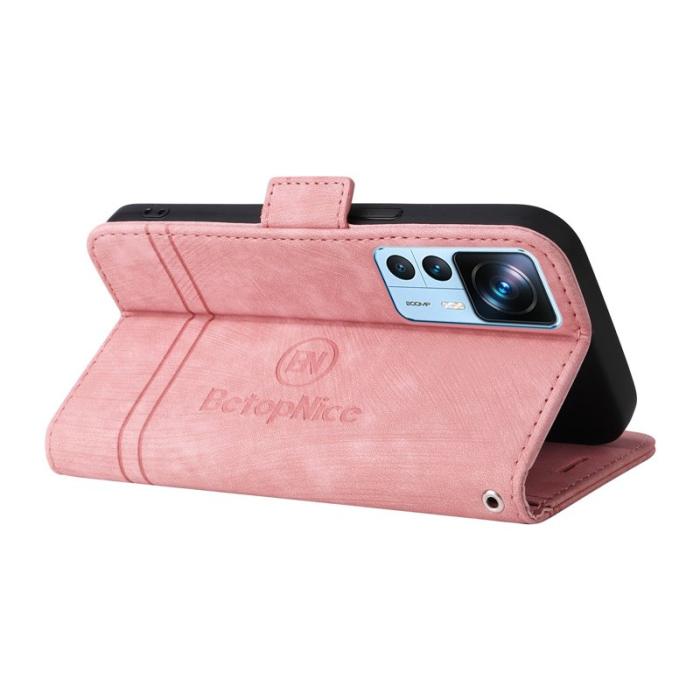 BETOPNICE - BETOPNICE 001 Plånboksfodral Konstläder - Rosa för Xiaomi 12T 5G/12T Pro 5G