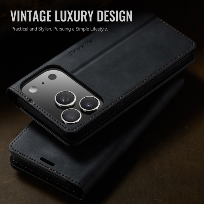 Caseme - Caseme iPhone 17 Pro Plånboksfodral RFID Blocking 033 - Svart