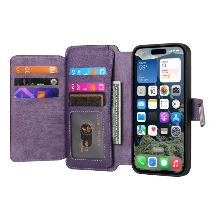 CASENEO - CASENEO MW-02 iPhone 16 Plus Plånboksfodral Konstläder - Lila