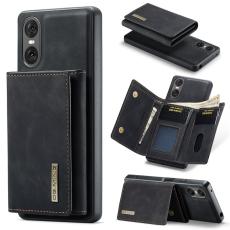 DG.MING - DG.MING Sony Xperia 10 VI Kickstand Konstl&auml;der Pl&aring;nboksfodral Svart