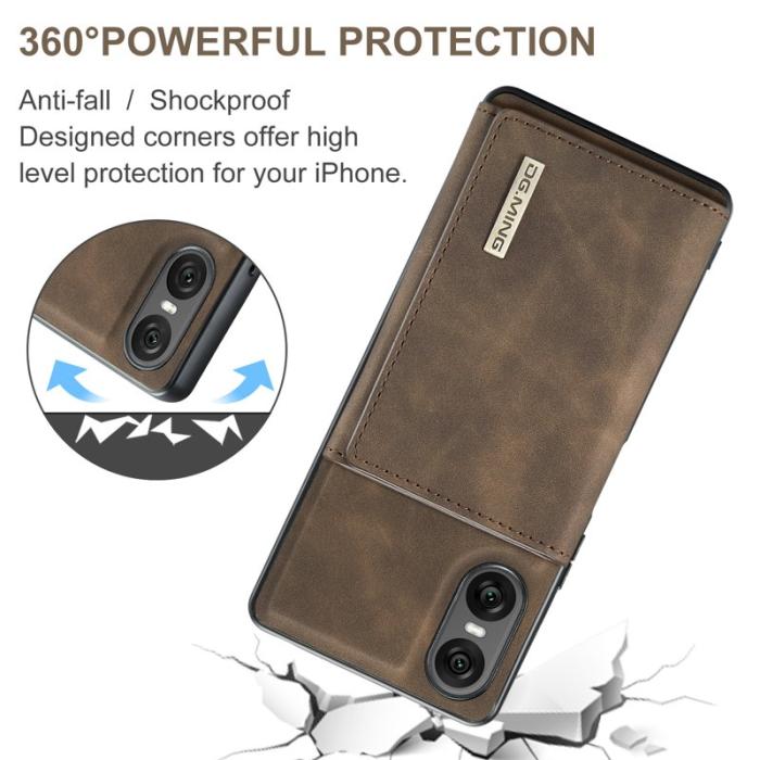 DG.MING - DG.MING Sony Xperia 10 VI Kickstand Konstläder Plånboksfodral Brun