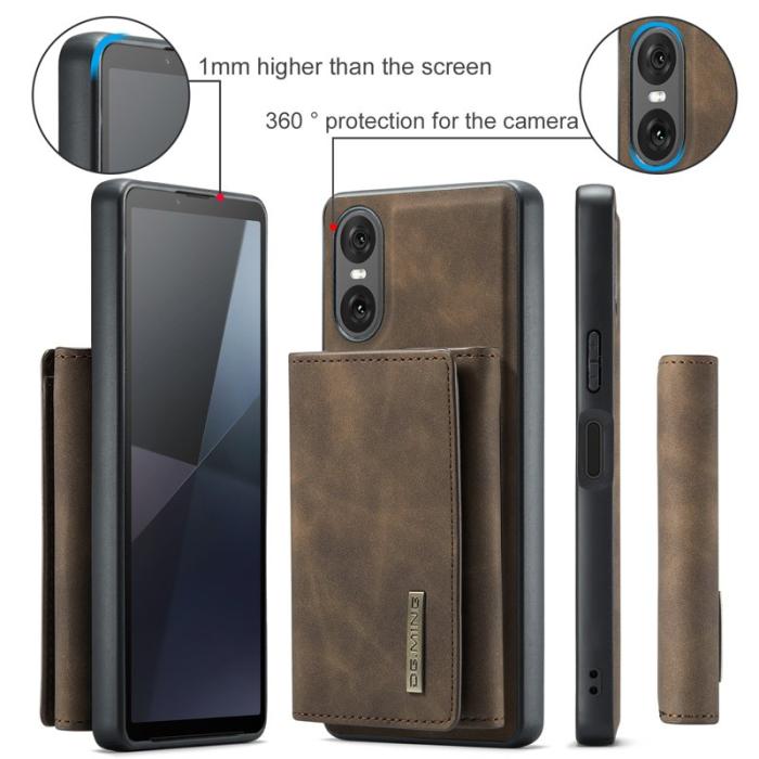 DG.MING - DG.MING Sony Xperia 10 VI Kickstand Konstläder Plånboksfodral Brun