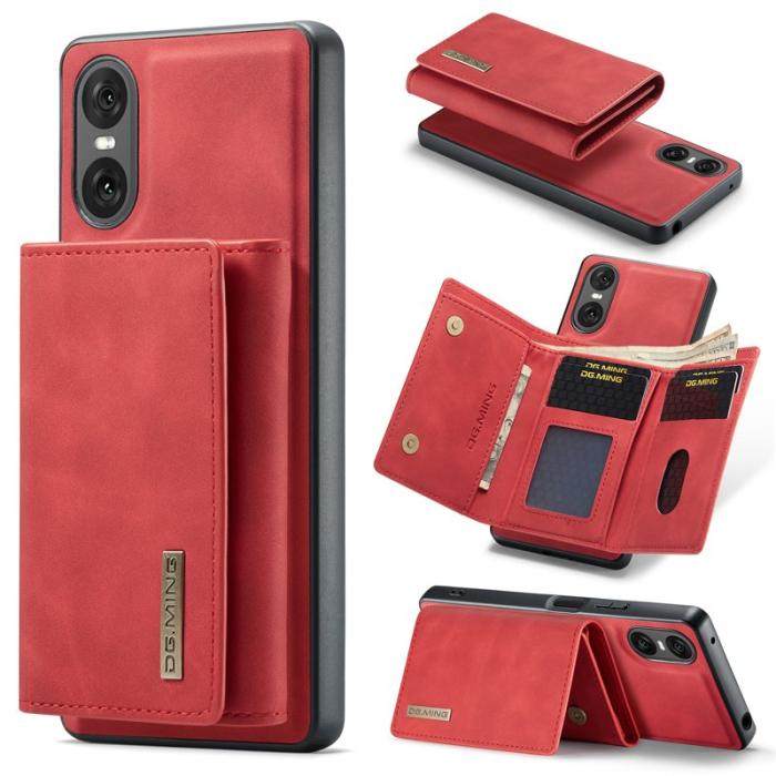 DG.MING - DG.MING Sony Xperia 10 VI Kickstand Konstläder Plånboksfodral Röd
