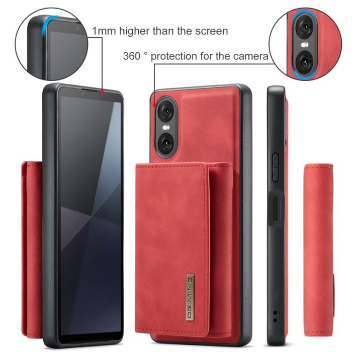 DG.MING - DG.MING Sony Xperia 10 VI Kickstand Konstläder Plånboksfodral Röd