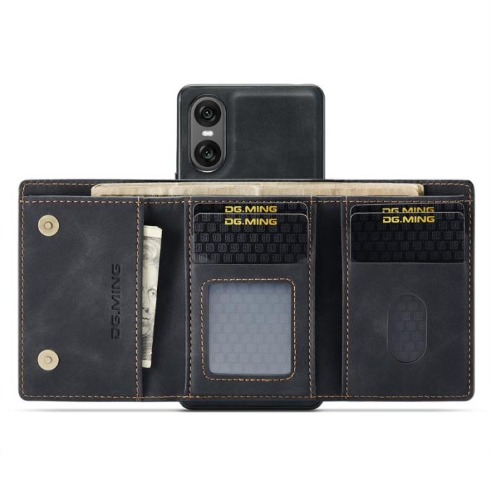 DG.MING - DG.MING Sony Xperia 10 VI Kickstand Konstläder Plånboksfodral Svart