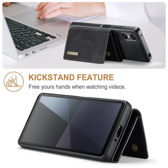 DG.MING - DG.MING Sony Xperia 10 VI Kickstand Konstläder Plånboksfodral Svart