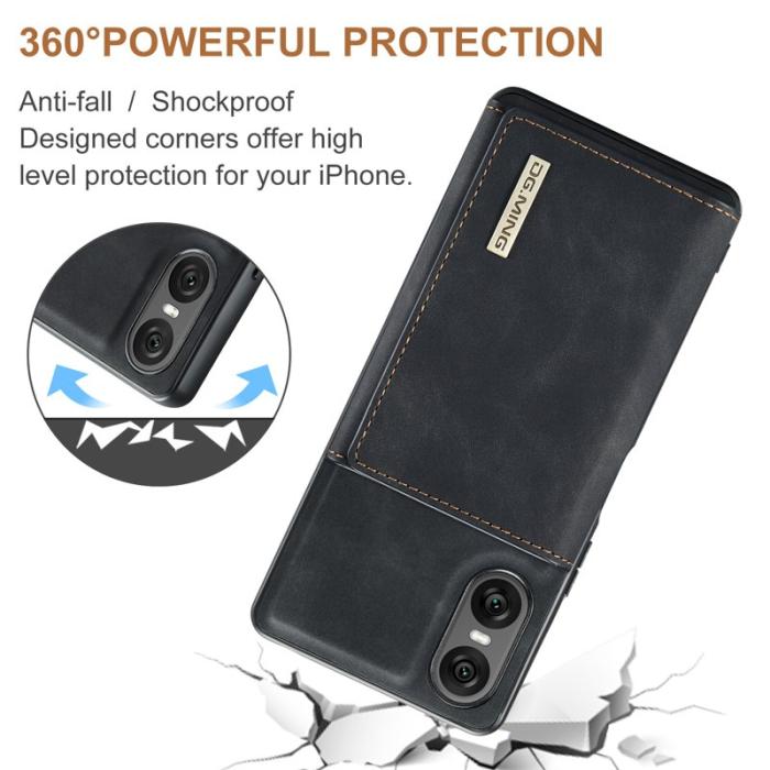 DG.MING - DG.MING Sony Xperia 10 VI Kickstand Konstläder Plånboksfodral Svart