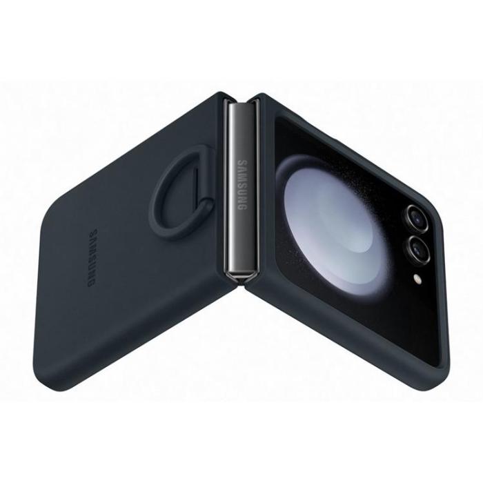 Samsung - Samsung Galaxy Z Flip 5 Mobilskal Silikon med Hållare - Blå