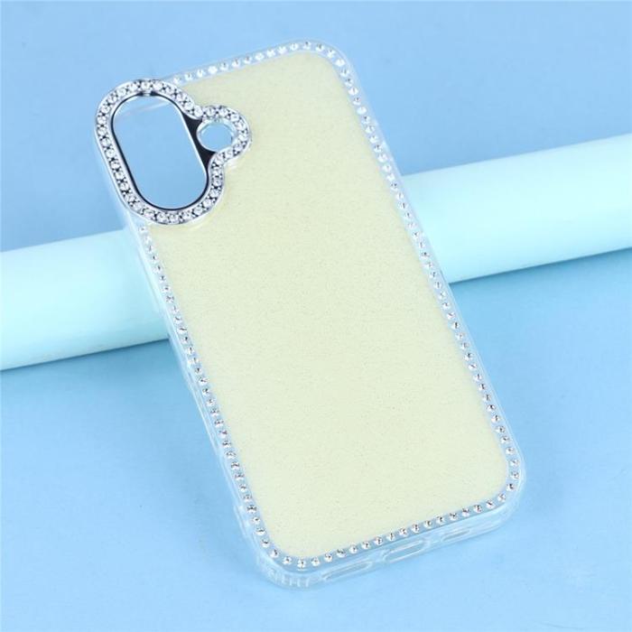 A-One Brand - iPhone 17 Mobilskal Rhinestone Edge - Glitter Ljusgul