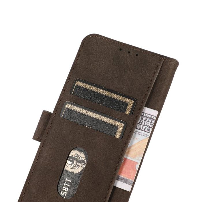 KHAZNEH - KHAZNEH för Samsung Galaxy S25/S24 Plånboksfodral Anti-Scratch Konstläder - Brun