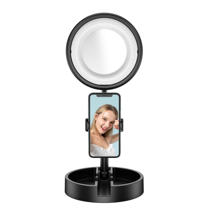 UTGATT5 - Telefonstativ Set LED Selfie Ring Ljusblixt - Vit