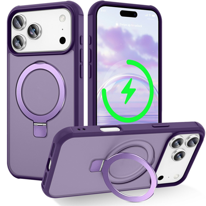 A-One Brand - iPhone 17 Pro Mobilskal MagSafe TPU+PC Kickstand - Lila
