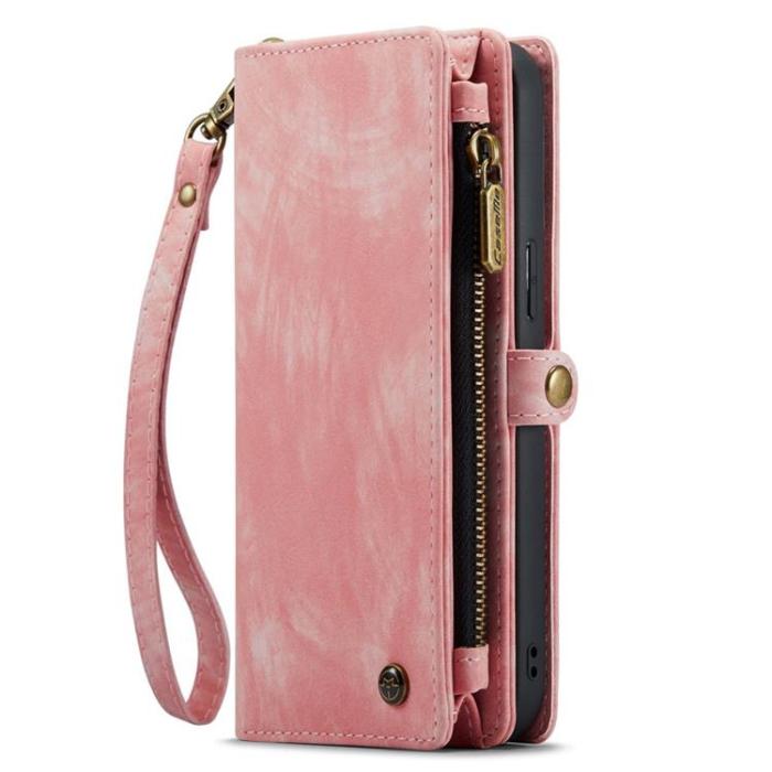 Caseme - CASEME iPhone 14 Pro Plånboksfodral Äkta Läder Detachable - Rosa
