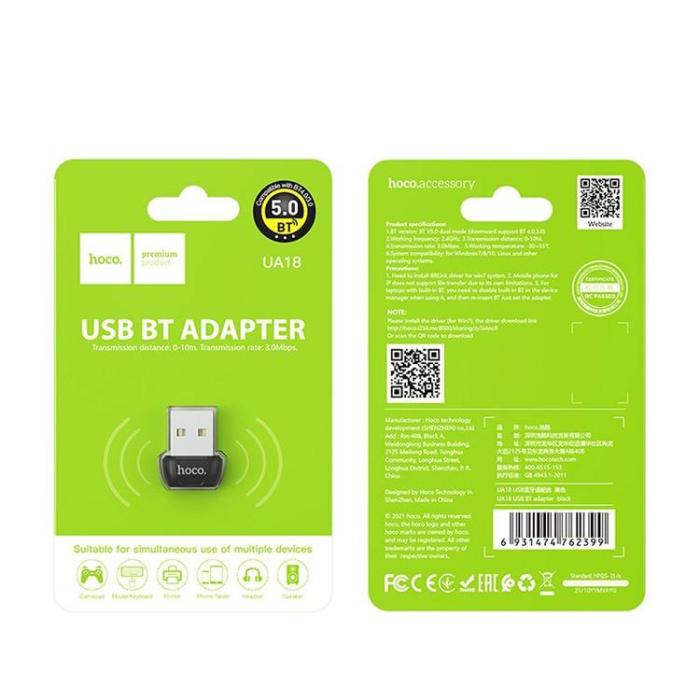 Hoco - HOCO adapter USB A bluetooth UA18 black