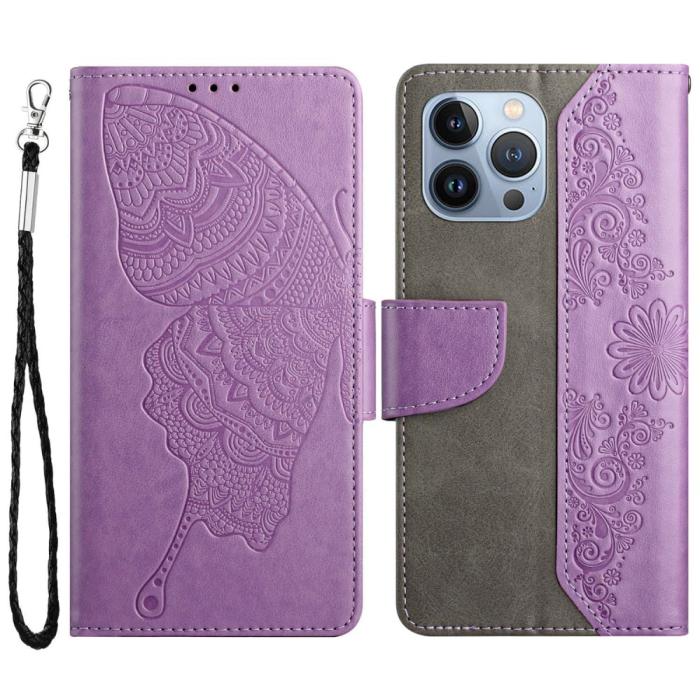 OEM - Fjärilar iPhone 13 Pro Max Plånboksfodral - Lila
