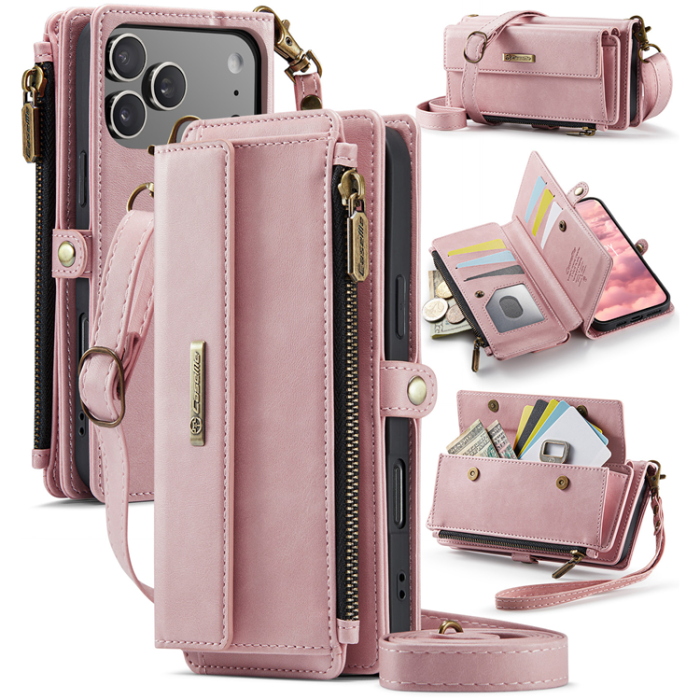 Caseme - CASEME iPhone 17 Pro Plånboksfodral Zipper RFID C39 - Rosa