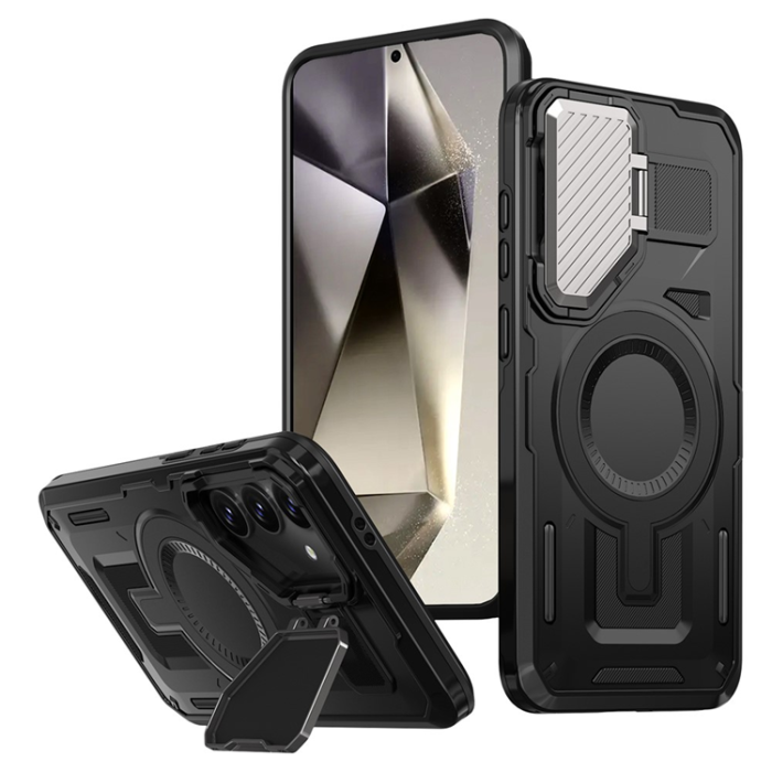A-One Brand - Galaxy S25/S24 Mobilskal MagSafe Kickstand - Svart