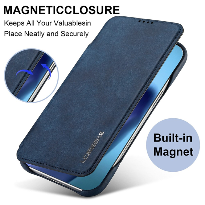 LC.imeeke - LC.IMEEKE iPhone Air Mobilfodral Korthållare Läder Stativ - Blå