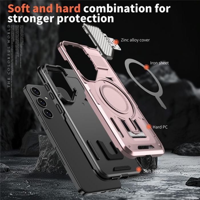 A-One Brand - Galaxy S25/S24 Mobilskal MagSafe Kickstand - Roséguld