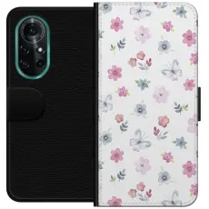 Gustaf - Pl&aring;nboksfodral till Huawei nova 8 Pro med Blommor och fj&auml;rillar