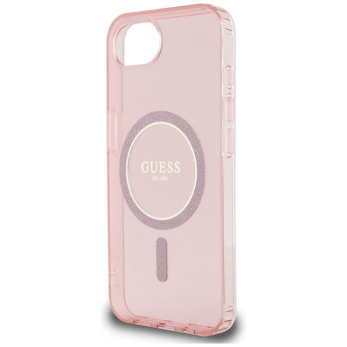 Guess - Guess iPhone 16e Mobilskal MagSafe IML Glitter Circle - Rosa