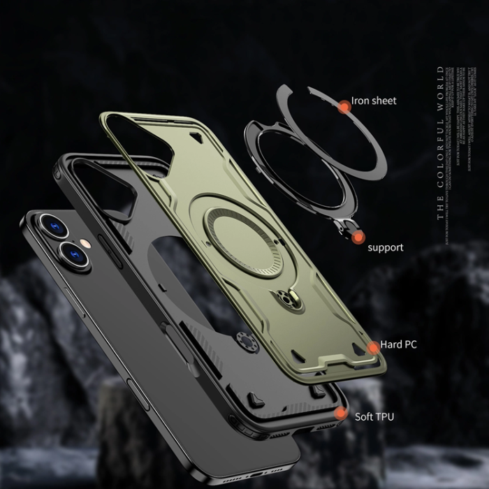 OEM - iPhone 16 Mobilskal MagSafe Hybrid Armor Trendy - Grön