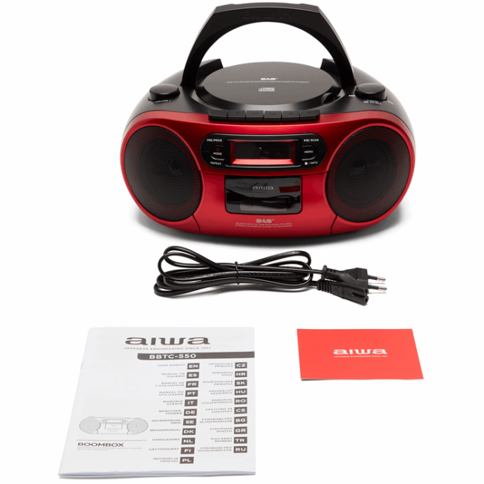 AIWA - AIWA Radio med CD-Spelare, Kassettband och Bluetooth - Röd
