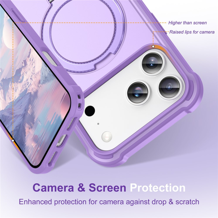 A-One Brand - iPhone 17 Pro Mobilskal MagSafe Kickstand Shockproof - Lila