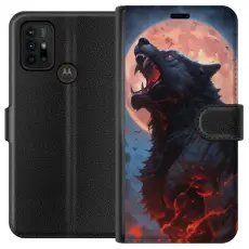 Gustaf - Pl&aring;nboksfodral till Motorola Moto G30 med Ylande varg