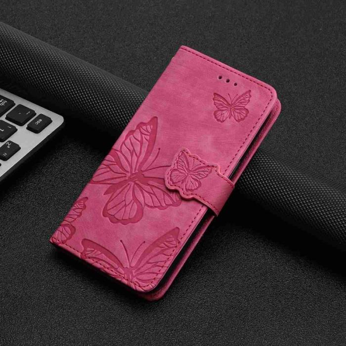 OEM - Samsung Galaxy S26 Ultra Fodral Flip Konstläder Fjäril - Rosa
