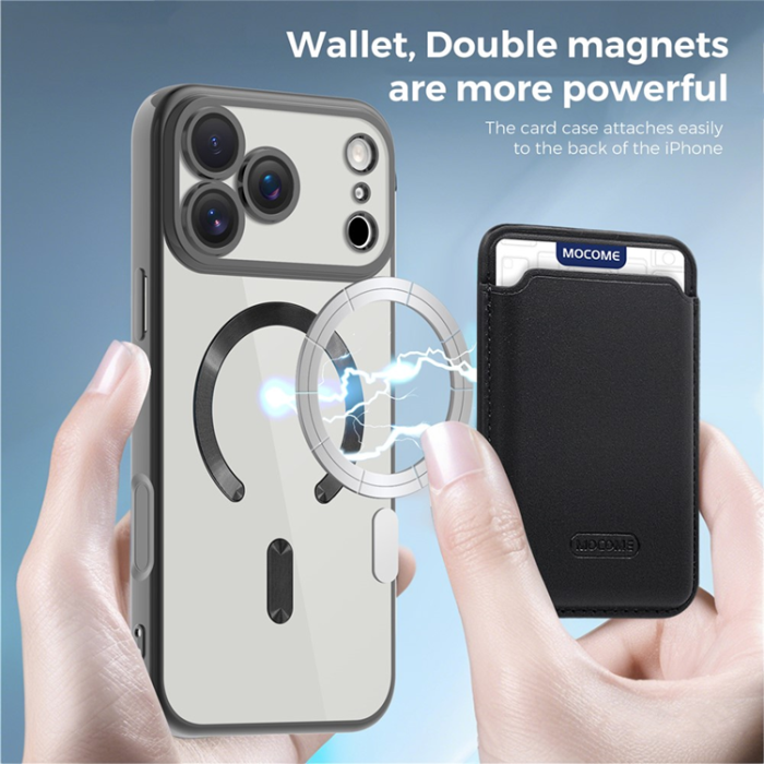 A-One Brand - iPhone 17 Pro Max Mobilskal MagSafe Korthållare TPU+PC - Svart