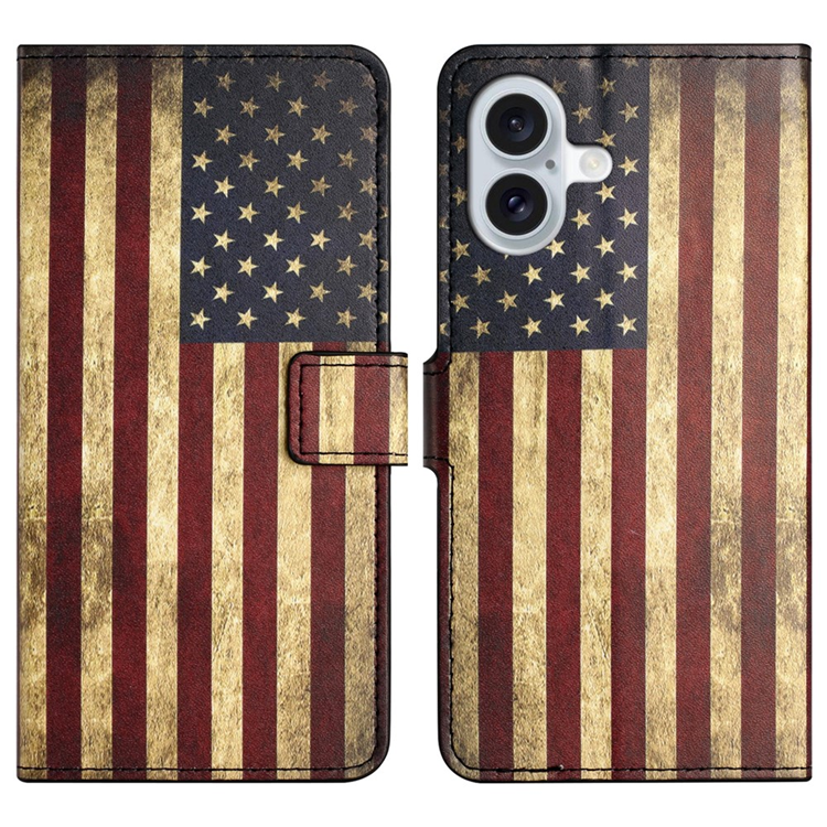 iPhone 17 Konstläder Plånboksfodral Pattern Print - Den Amerikanska Flaggan | 2353 | AlltMobil