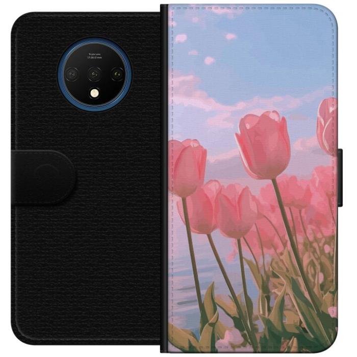 iSecrets - Plånboksfodral till OnePlus 7T med Rosa Tulpaner
