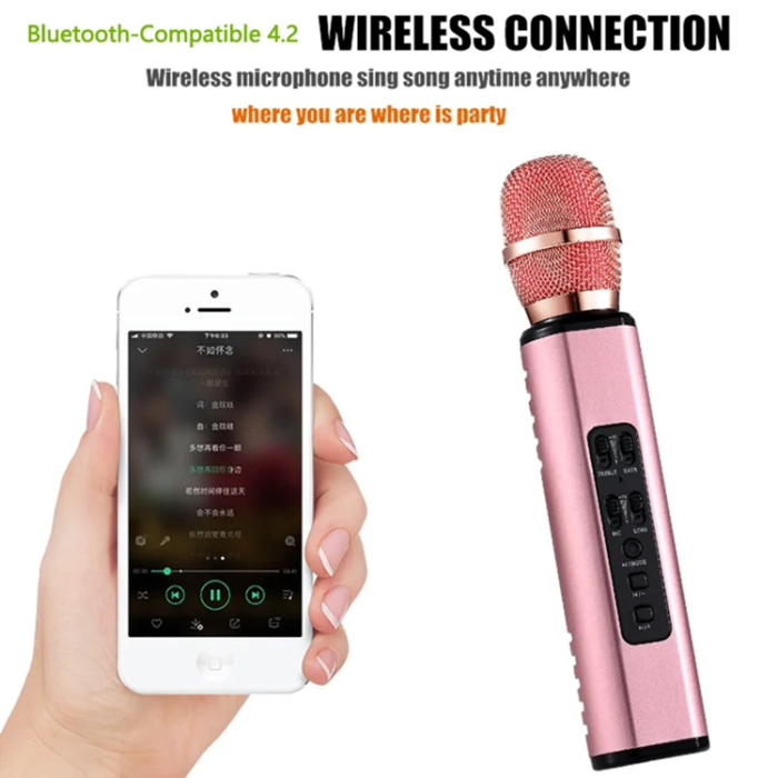 OEM - 2in1 Trådlös Mikrofon Bluetooth Högtalare Karaoke K6 - Silver