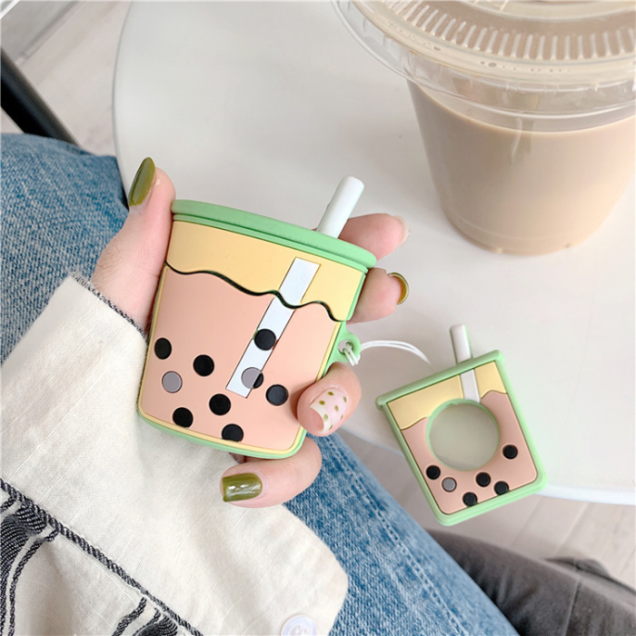 OEM - AirPods 1/2 Skal Boba Milk Tea Silikon - Orange