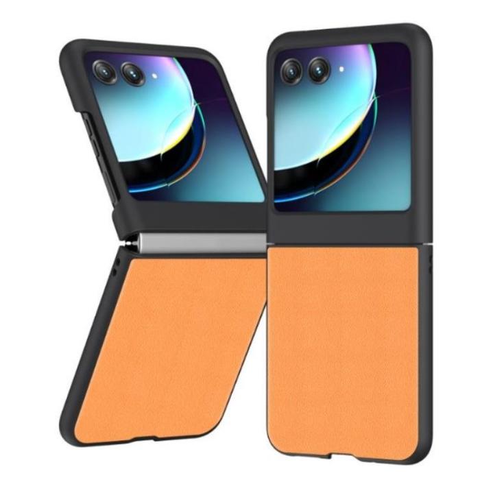 A-One Brand - Motorola Rzar 40 Ultra Mobilskal Carbon Fiber Litchi - Orange