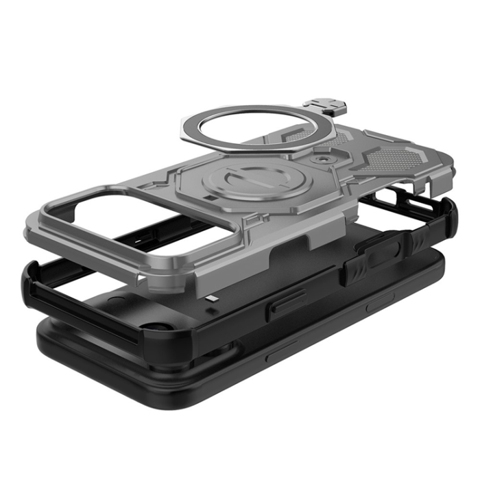 A-One Brand - iPhone 17 Pro Max Mobilskal Rotating Kickstand - Grå