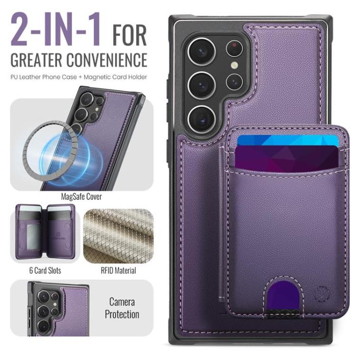 OEM - JEEHOOD Samsung Galaxy S22 Ultra 5G Fodral KonstLäder - Lila