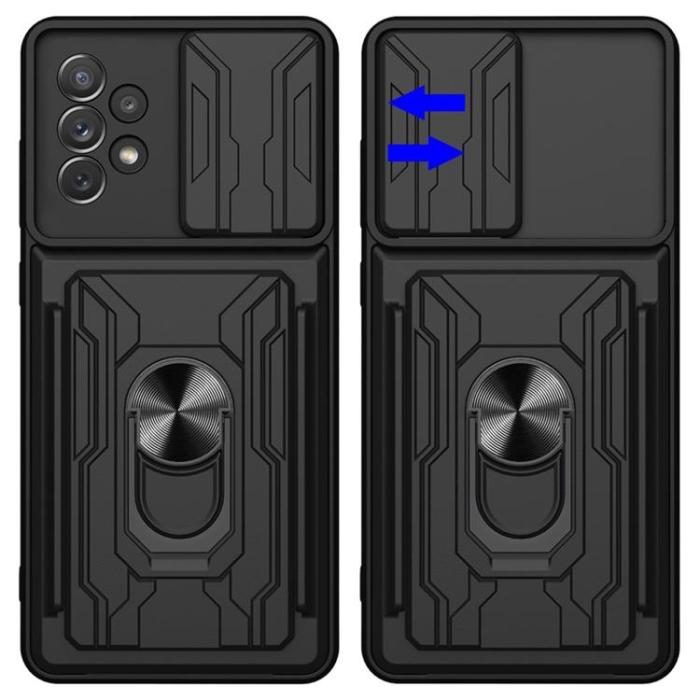 A-One Brand - Kickstand Kameraskydd Slide Skal Galaxy A53 5G - Svart