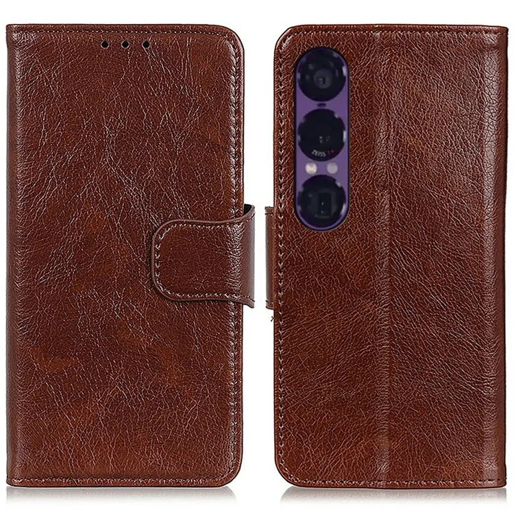 Sony Xperia 1 VII Plånboksfodral Äkta Läder - Brun | 2353 | AlltMobil