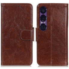 A-One Brand - Sony Xperia 1 VII Plånboksfodral Äkta Läder - Brun