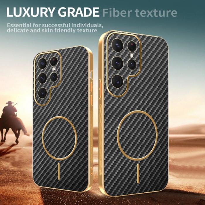 OEM - Samsung Galaxy S26 Ultra Skal Kolfiber Texturerad TPU - Svart