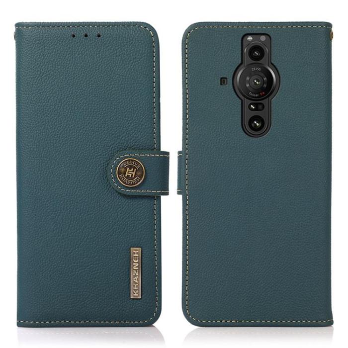 KHAZNEH - KHAZNEH Äkta Läder Fodral Sony Xperia Pro-I - Grön